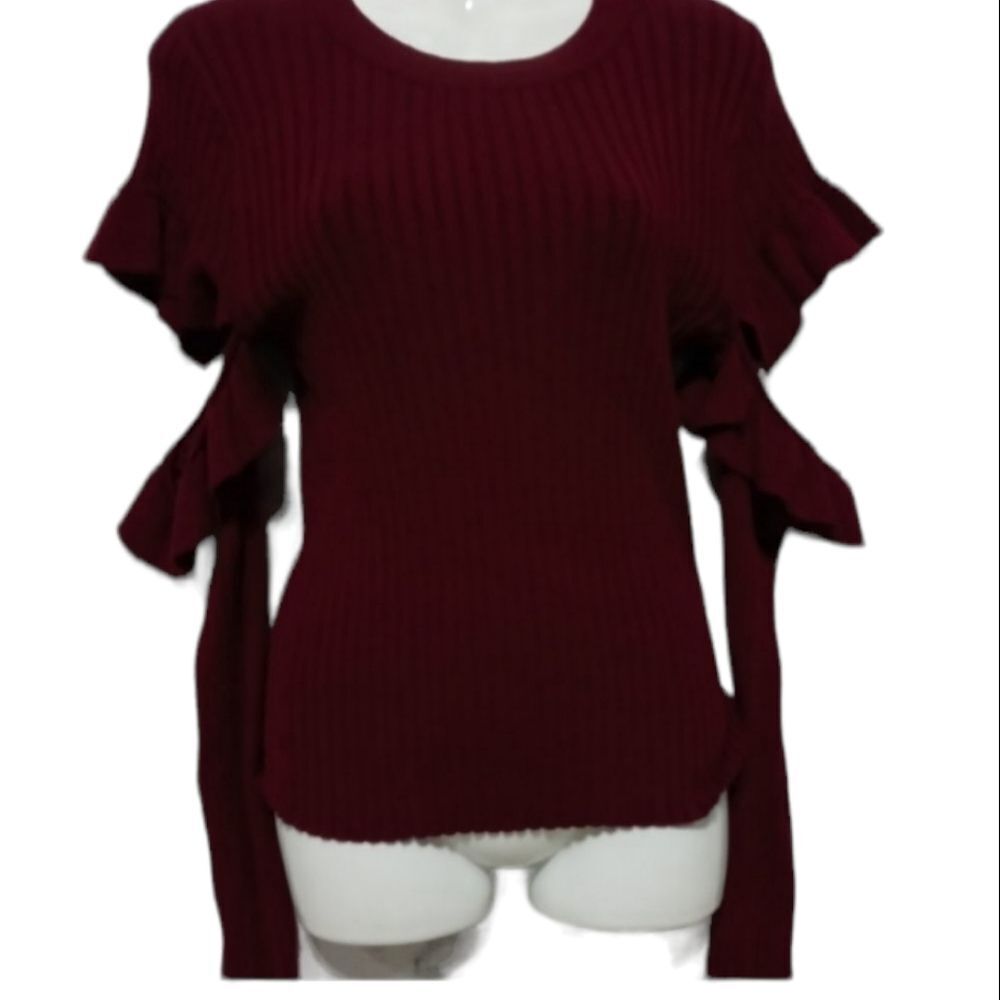 ASOS Sweater Ruffle Cold Shoulder 6 - Picture 2 of 7